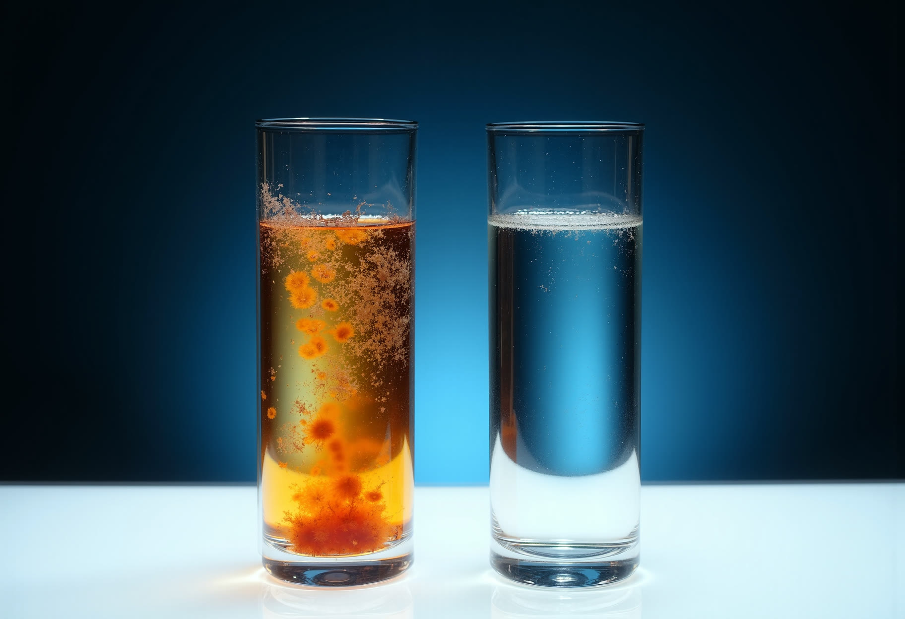 Untreated and treated, side by side